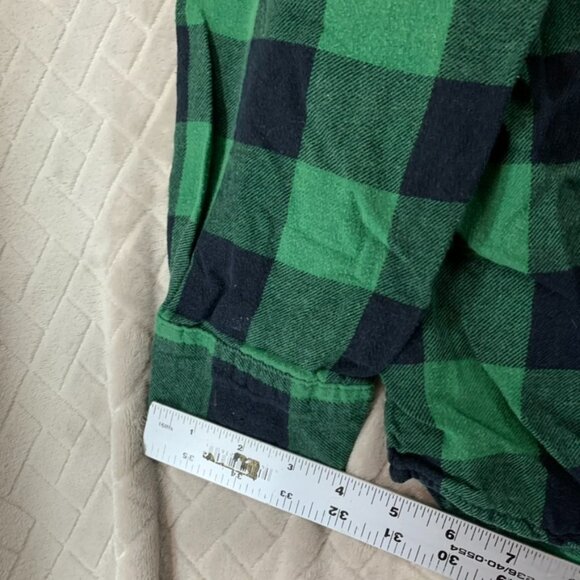 Croft & Barrow Mens Medium Button Shirt Plaid Green Flannel Long Sleeve Collared - Picture 10 of 16